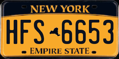 NY license plate HFS6653