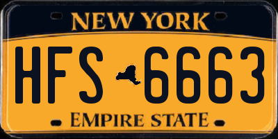 NY license plate HFS6663