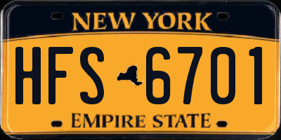 NY license plate HFS6701