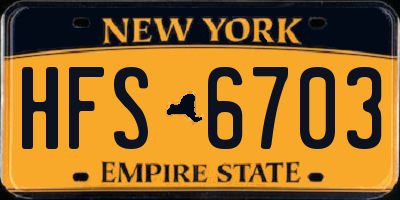NY license plate HFS6703
