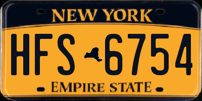 NY license plate HFS6754