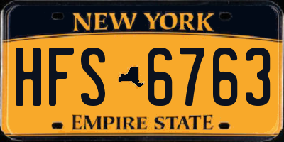 NY license plate HFS6763