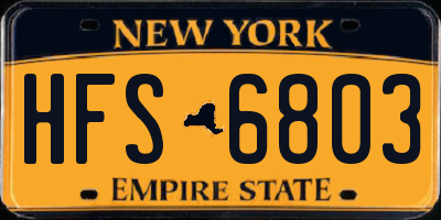 NY license plate HFS6803
