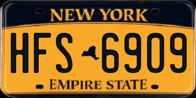 NY license plate HFS6909