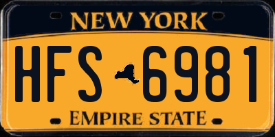 NY license plate HFS6981