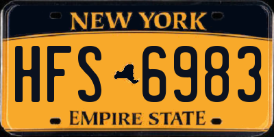 NY license plate HFS6983