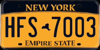 NY license plate HFS7003