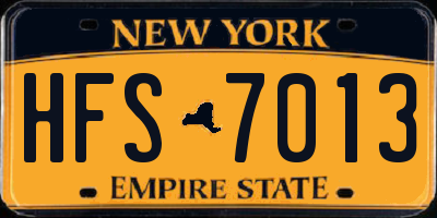 NY license plate HFS7013