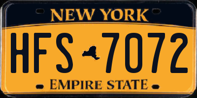 NY license plate HFS7072