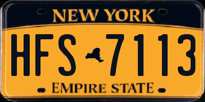 NY license plate HFS7113