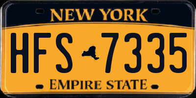 NY license plate HFS7335