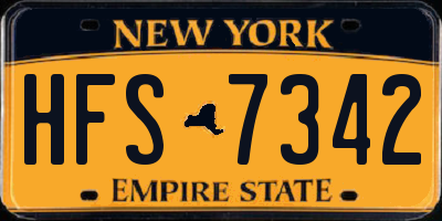 NY license plate HFS7342