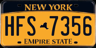 NY license plate HFS7356