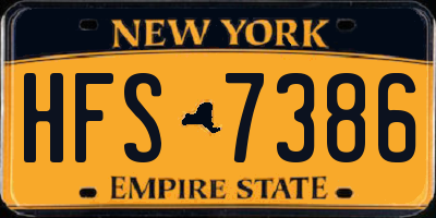 NY license plate HFS7386