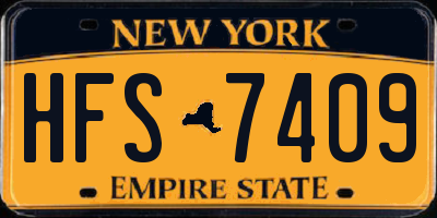 NY license plate HFS7409