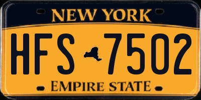 NY license plate HFS7502