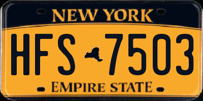 NY license plate HFS7503