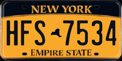 NY license plate HFS7534