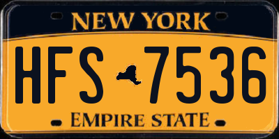 NY license plate HFS7536