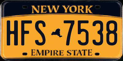 NY license plate HFS7538