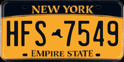 NY license plate HFS7549