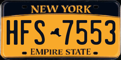 NY license plate HFS7553