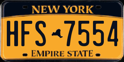 NY license plate HFS7554