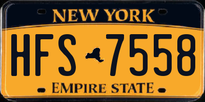 NY license plate HFS7558