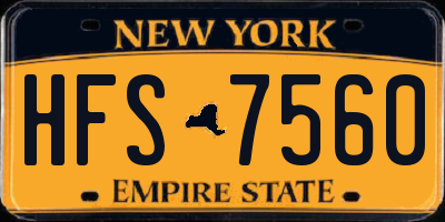 NY license plate HFS7560