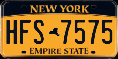 NY license plate HFS7575