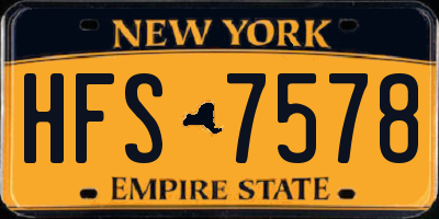 NY license plate HFS7578