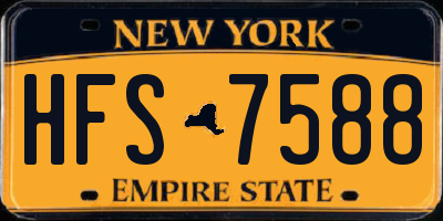 NY license plate HFS7588