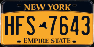 NY license plate HFS7643