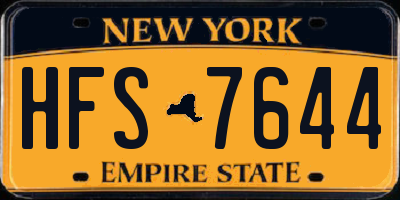 NY license plate HFS7644