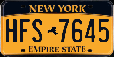 NY license plate HFS7645