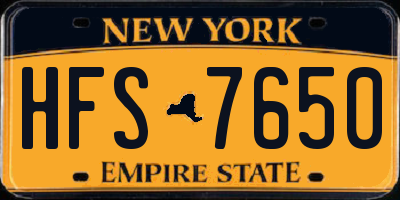 NY license plate HFS7650
