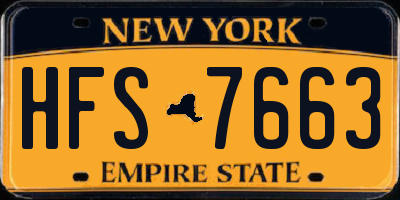 NY license plate HFS7663