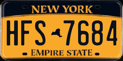 NY license plate HFS7684