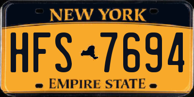 NY license plate HFS7694