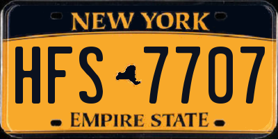NY license plate HFS7707