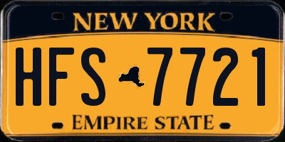 NY license plate HFS7721
