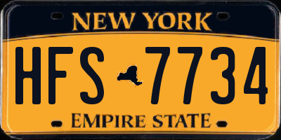 NY license plate HFS7734