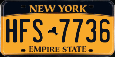NY license plate HFS7736