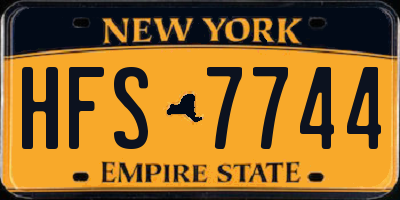 NY license plate HFS7744