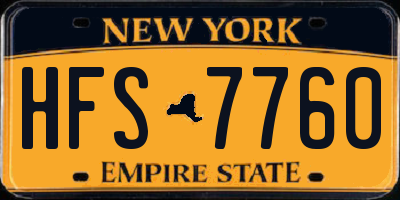 NY license plate HFS7760