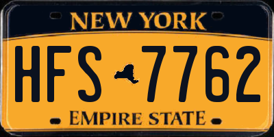 NY license plate HFS7762