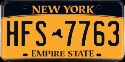 NY license plate HFS7763