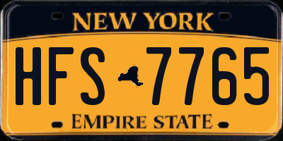 NY license plate HFS7765