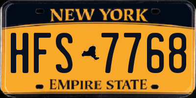 NY license plate HFS7768