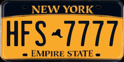 NY license plate HFS7777